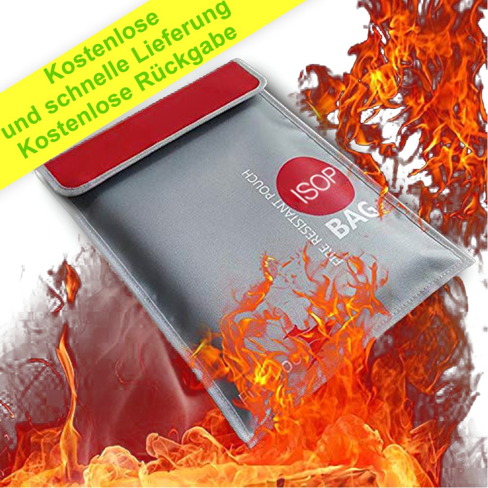 Feuerfeste Dokumententasche Geldkassette Dokumentensafe Lagerung Bag 38*28*1cm 