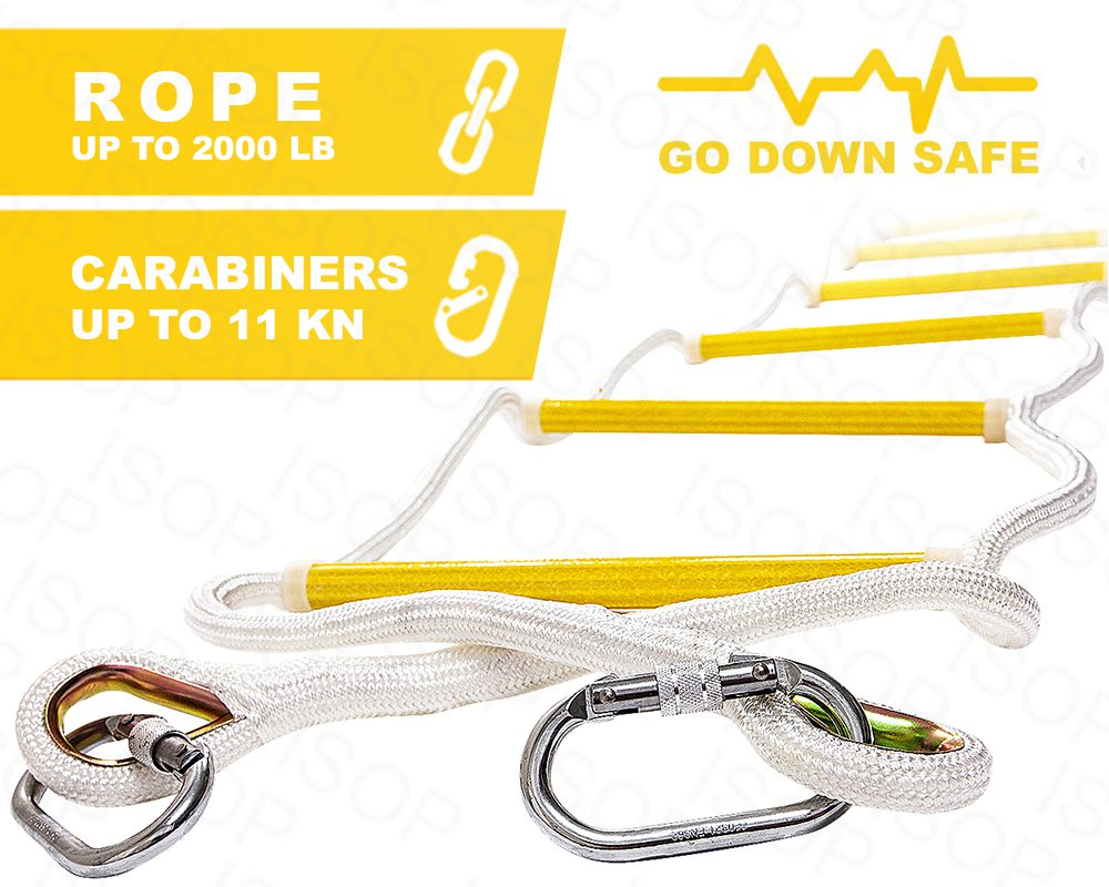 Rope Ladder Fire Escape 32 ft with Full Body Harness