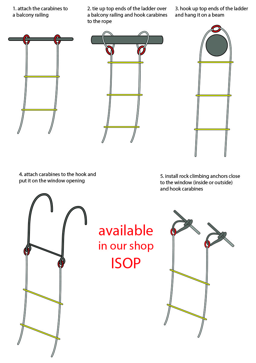 Safety Escape Lader 32 ft Details about   Fire Evacuation Rope Ladders 3-4 Story Homes 10m 