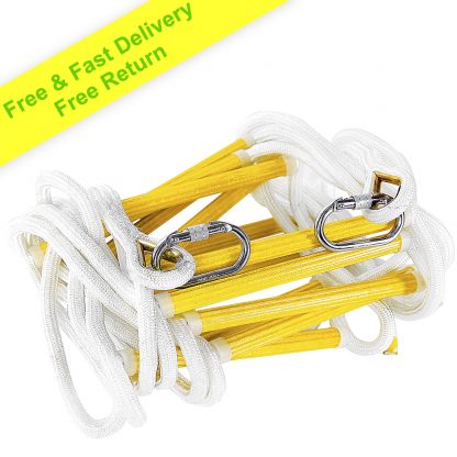 Fire Escape Ladder 3 Story 8m Flame Emergency Rope Ladder with Carabiners – Fast to Deploy & Easy to Store - Weight Capacity up to 2000 Pounds