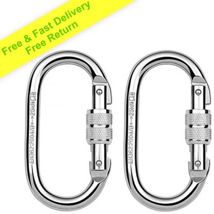 Heavy Duty Climbing Carabiners 2-Pack Breaking Strength 11KN Durable Spring Hooks for Rigging, Ropes, Hammocks, Camping