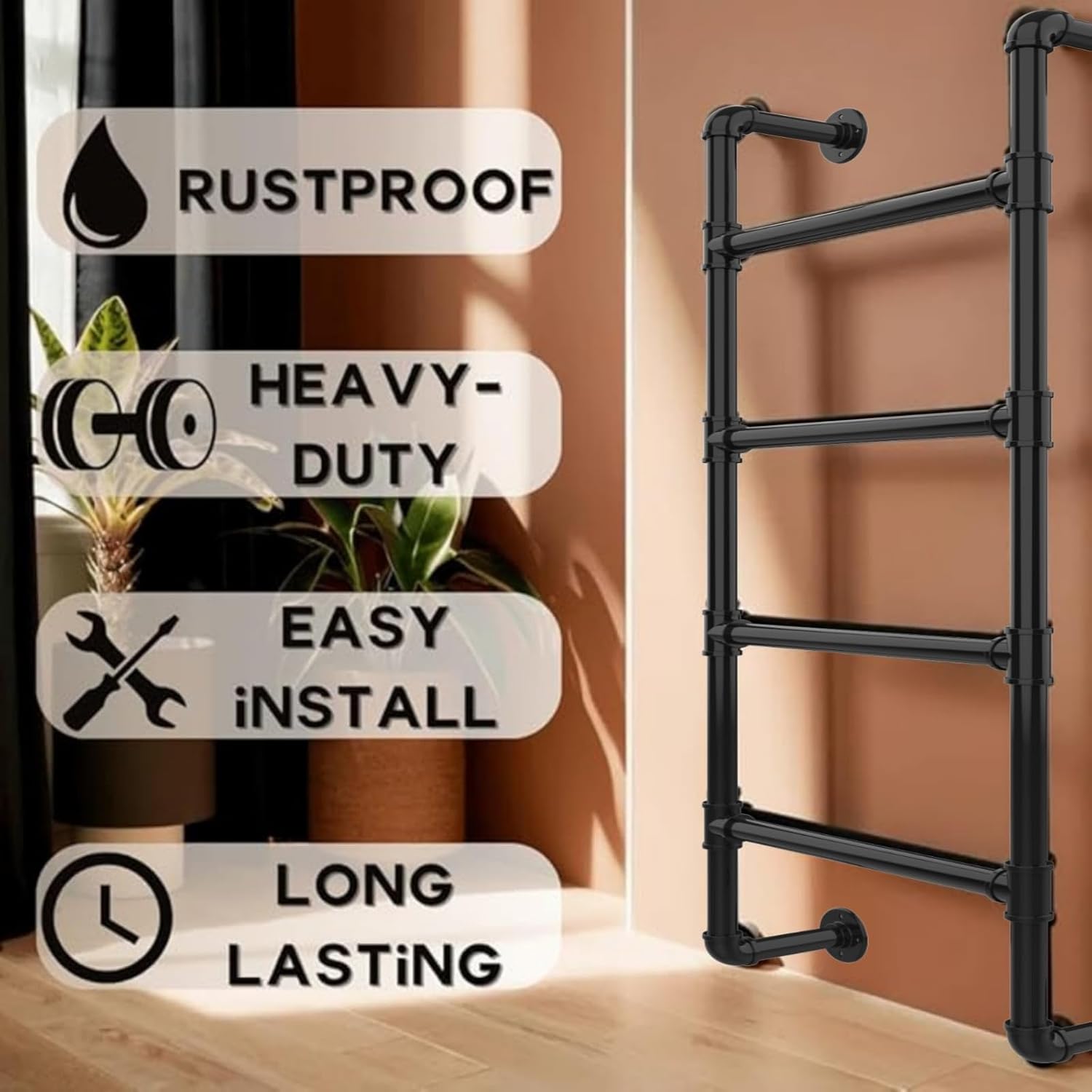 Wall-Mounted 2-Step Secured Ladder 4