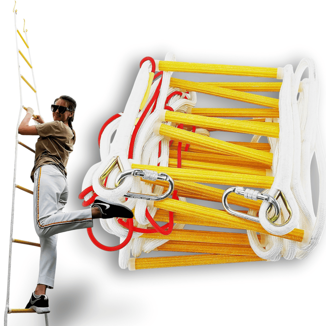 Échelle De Corde D'Évacuation Urgence ISOP 10 M - Pour Maisons 4 Étages - Avec Ceinture Sécurité