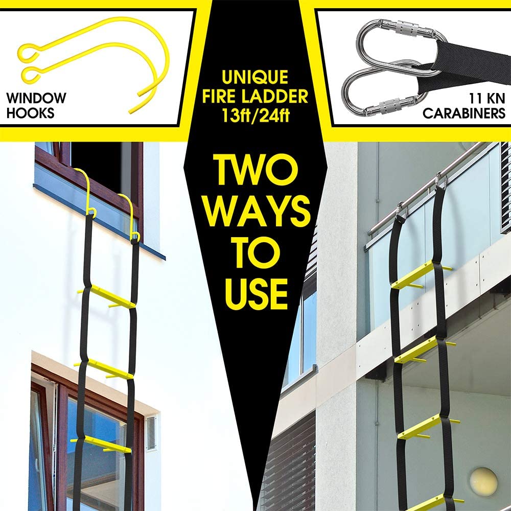 Échelle de secours pour balcon de fenêtre, échelle de corde de sécurité  d'urgence portable pour maisons de 2-3-4-5-6 étages avec 2 crochets pour