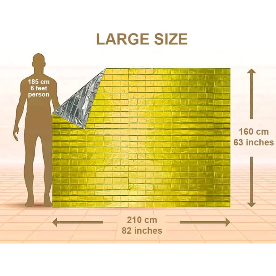 Couverture De Survie En Aluminium - 140x210 Cm - Réutilisable, Légère Et Résistante - Pour Camping, Randonnée, Secours