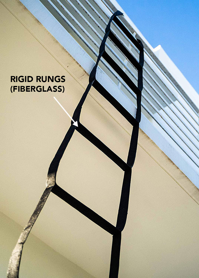 Ladder with fiberglass rungs