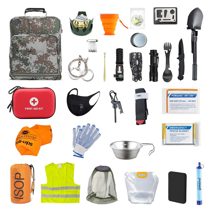 Emergency Survival Kit Emergency Survival Backpack First Aid Equipment for Camping Hiking Outdoor Survival Emergency Tools for Any Occasion Survival Backpack Full of Gear 4