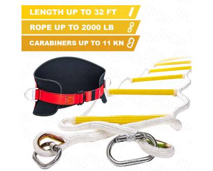 Emergency Fire Escape Rope Ladder 3 - 4 Story 32 ft with Safety Belt