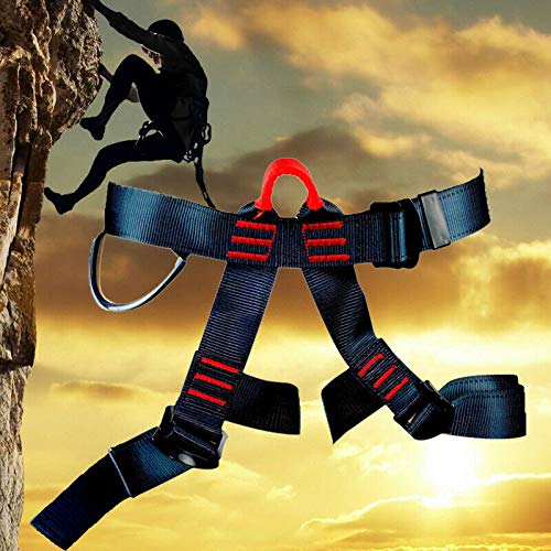 kesoto Safety Lanyard Adjustable Shock Absorbing Belt 3-5.3 ft Outdoor Climbing Harness Strap Fall Protection Rope Webbing with 2 D Rings 
