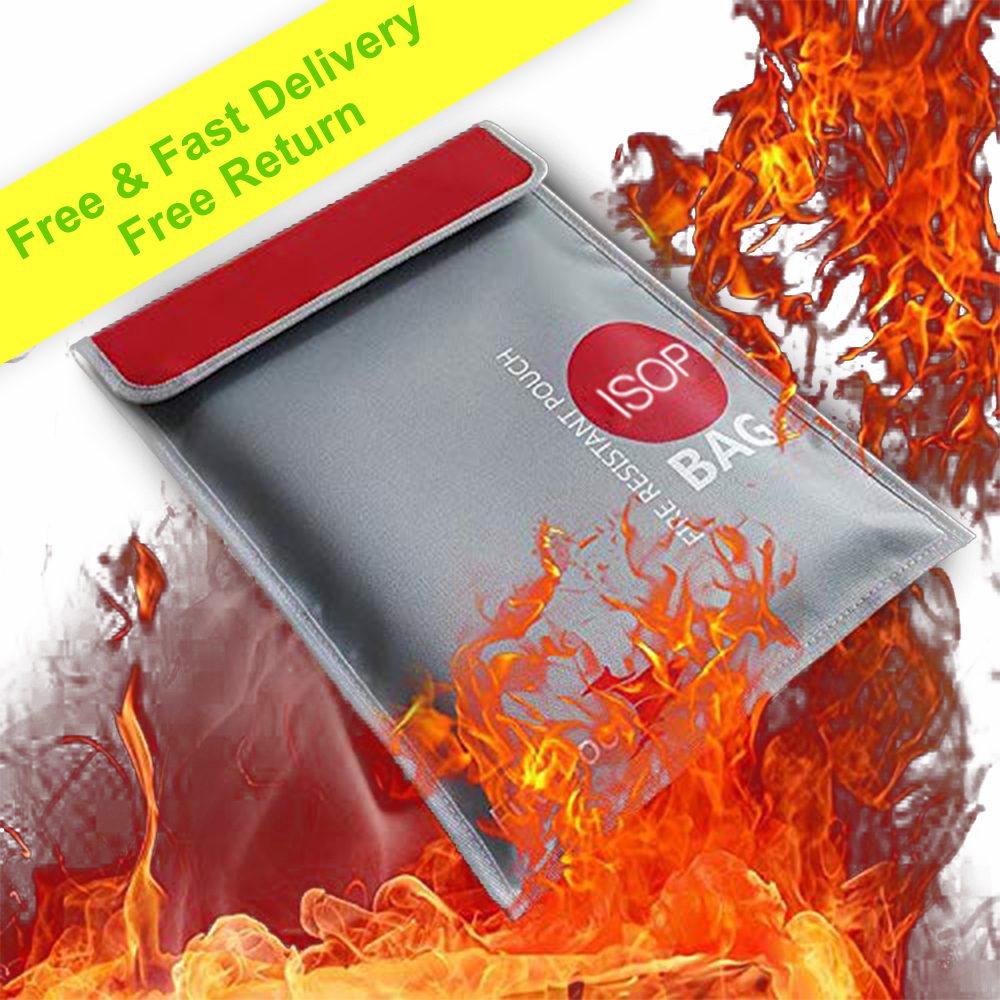 9''x11.8'' Fire proof pouch cash Document safe bag Fire Water Resistant material