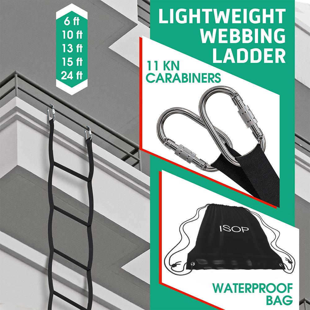 Indoor/Outdoor Webbing Ladder Rope Climbing Ladder with Strong Carabiners 
