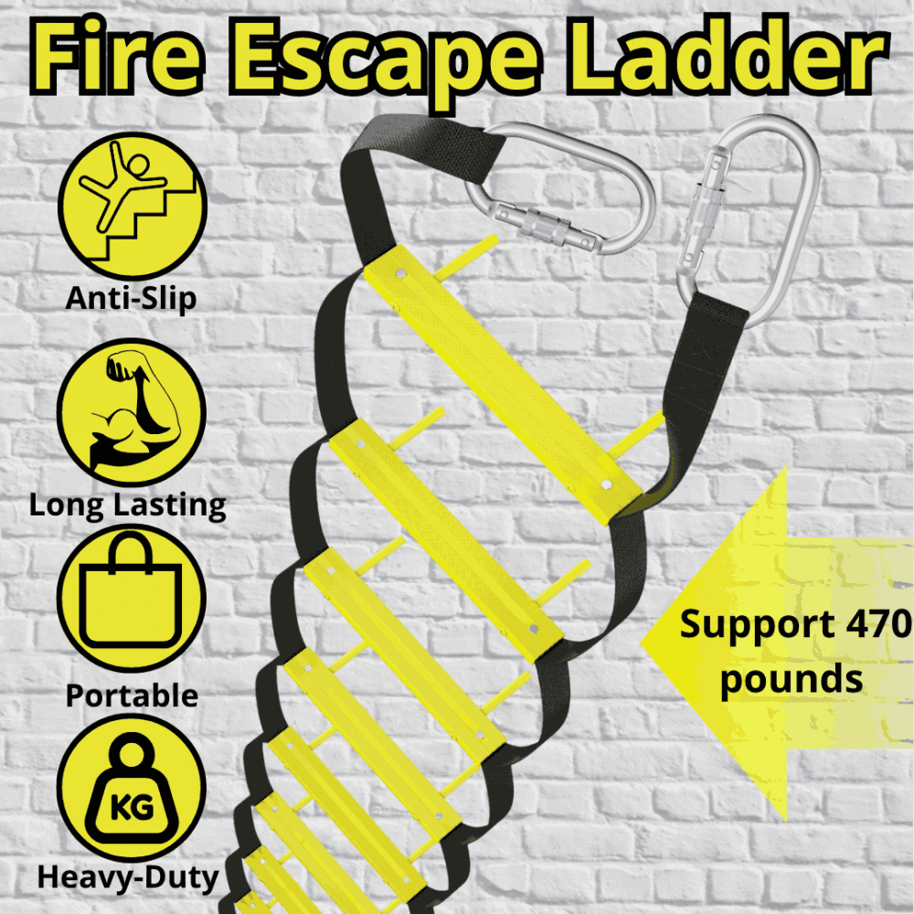 Permanent Fire Escape Ladder Two-Story 13ft Home Safety