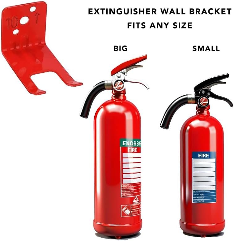 4-Pack Fire Extinguisher Mounting Brackets - Red Wall Hook Holders With Screws