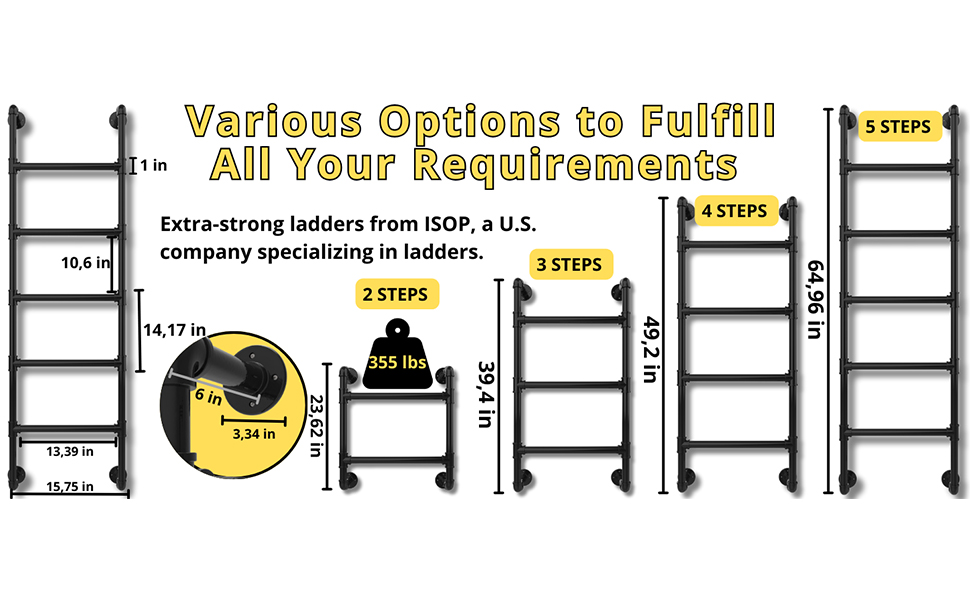 5-Step Wall-Mounted Ladder