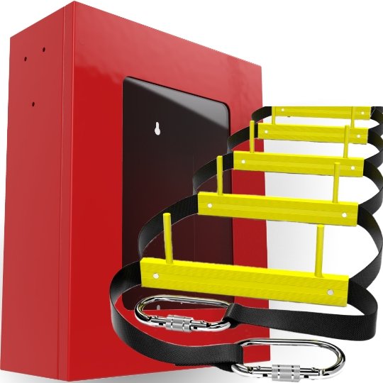 Wall-Fixed Fire Escape Ladder 3 Story with Cabinet 12 wall-fixed fire escape ladder