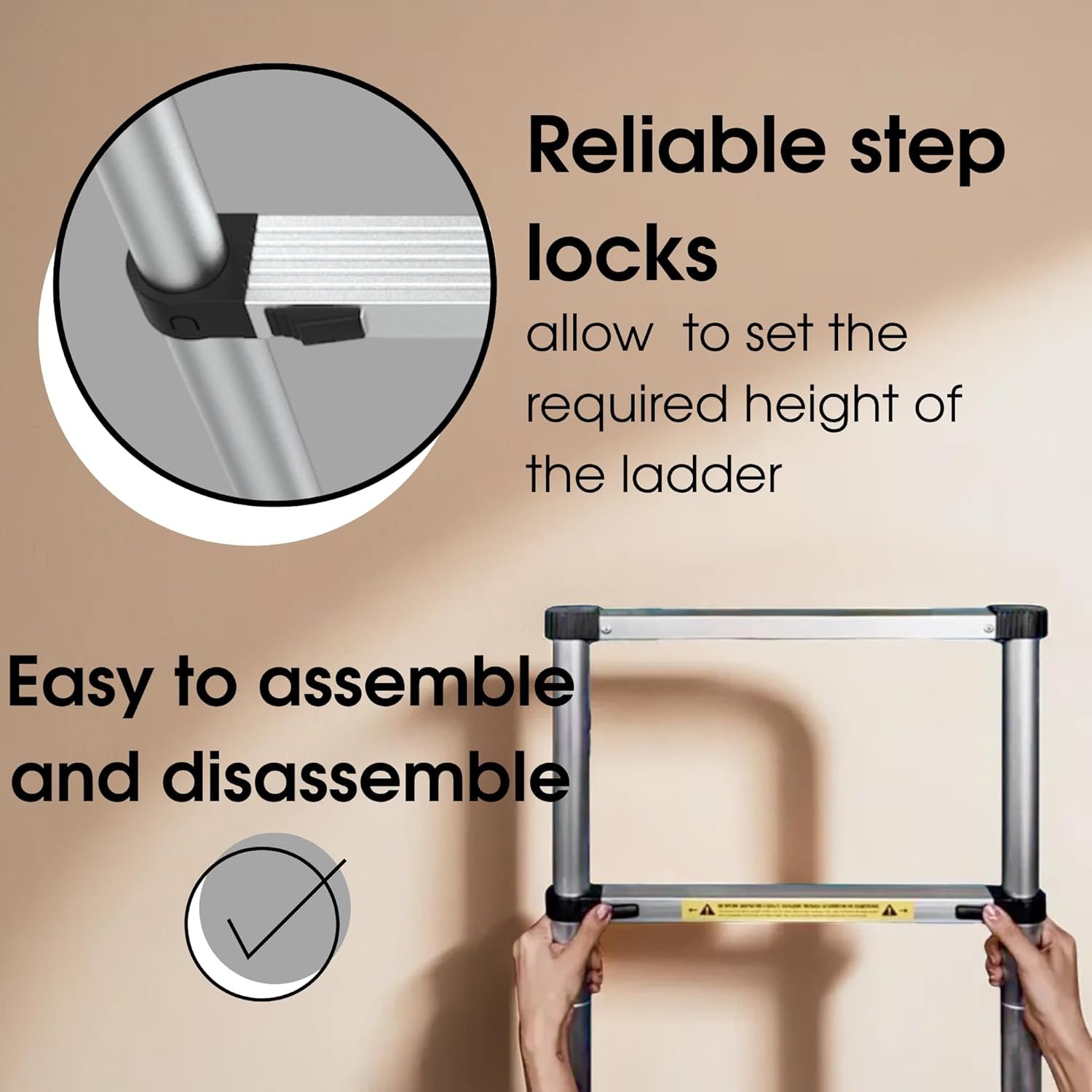 Aluminum Telescopic Ladder 15 ft | Step Ladder 13 Steps 12 Aluminum Telescopic Ladder